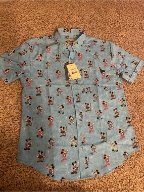 RSVLTS Disney Mickey Mouse Button Up Shirt Short Sleeve